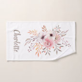 Bouquet floral d'aquarelle rose - personnalisé (Serviette à main)