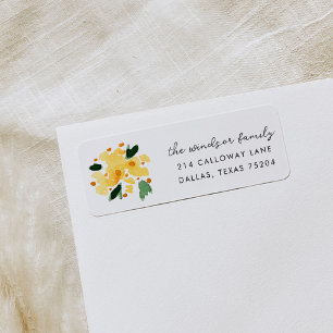 Bouquet floral jaune Retourner l'adresse Étiquette