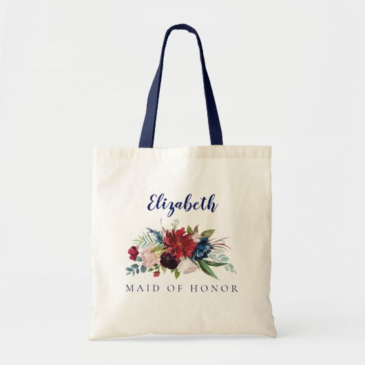 Bouquet floral Maid of Honor Nom Sac fourre-tout (Devant)