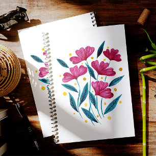 Bouquet floral mignon - magenta et turquoise