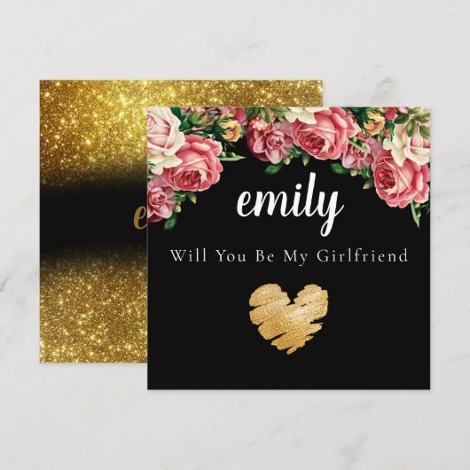 Bouquet Floral Serez-Vous Ma Carte Fille-Amie ? (Devant / Derrière)