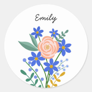 Bouquet floral Sticker rond personnalisé