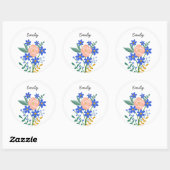 Bouquet floral Sticker rond personnalisé (Feuille)