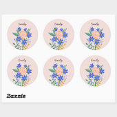 Bouquet floral Sticker rond personnalisé (Feuille)