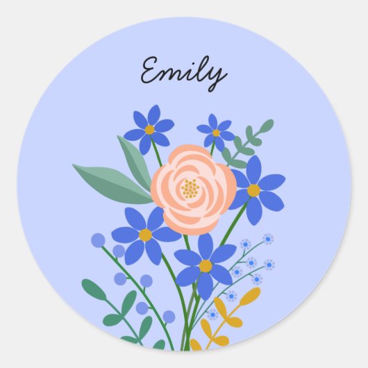 Bouquet floral Sticker rond personnalisé (Devant)