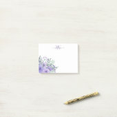 Bouquet Floral Violet Monogramme Post-It Notes (Sur un bureau)
