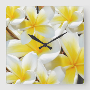 Bouquet Frangipani, Grande horloge murale Carré.