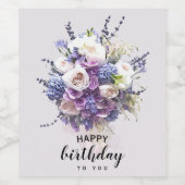  Bouquet | Gepersonaliseerd vogelkalligrafie Wijn Etiket (Enkel label)