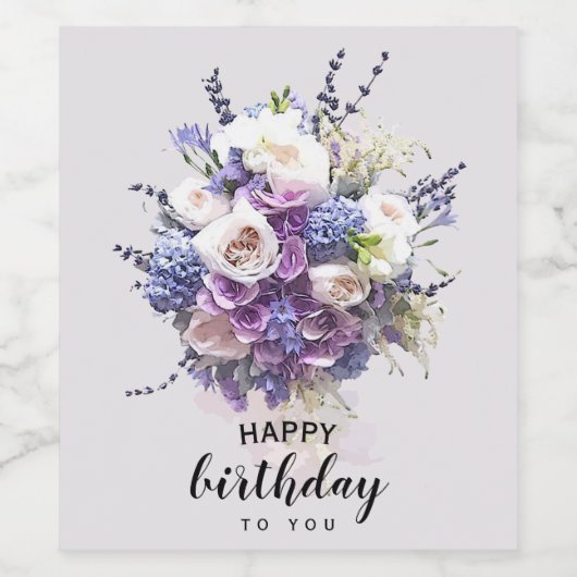  Bouquet | Gepersonaliseerd vogelkalligrafie Wijn Etiket (Enkel label)