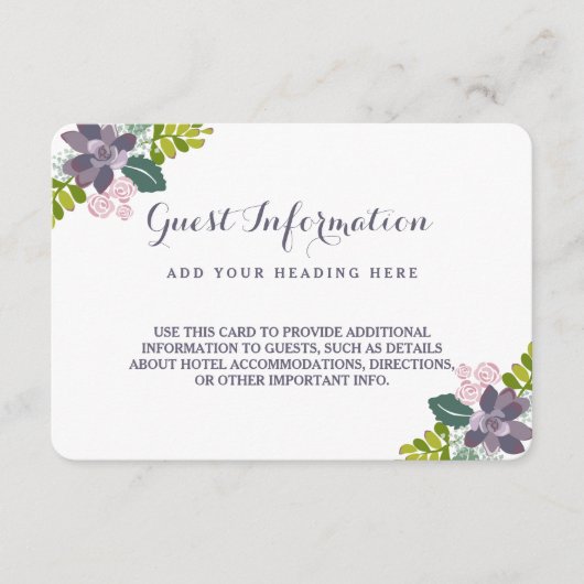 Bouquet II Succulent Mariage Floral Carte d'insert (Devant)