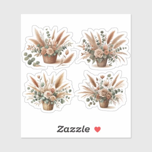 Bouquet in a boho-style basket sticker (Vel)