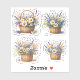 Bouquet in a rustic wicker basket sticker