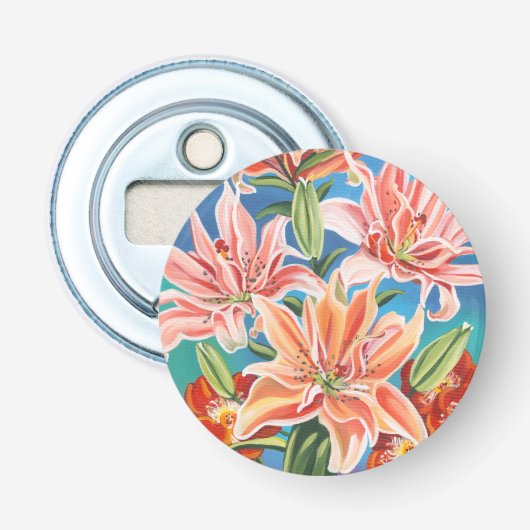 Bouquet in Border II Button Flesopener (Voorkant)