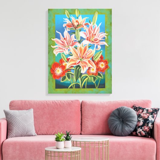 Bouquet in Border II Canvas Afdruk (Insitu (Woonkamer))