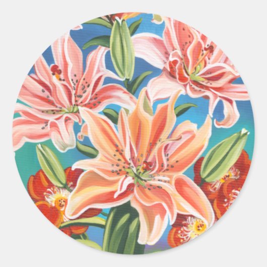 Bouquet in Border II Ronde Sticker (Voorkant)