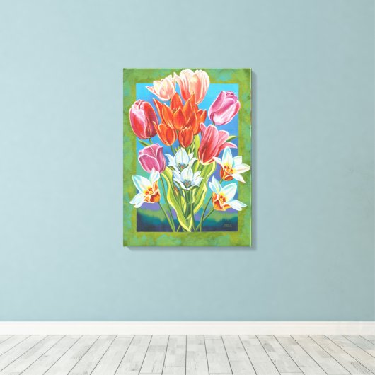 Bouquet in Border III Canvas Afdruk (Insitu (Houten vloer))
