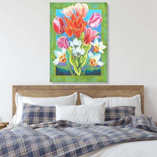 Bouquet in Border III Canvas Afdruk (Insitu (Slaapkamer))