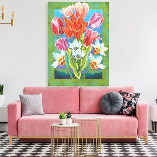 Bouquet in Border III Canvas Afdruk (Insitu (Woonkamer))