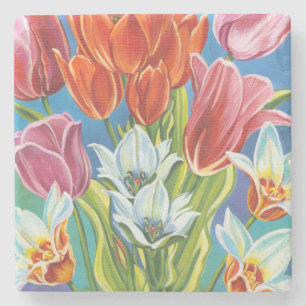 Bouquet in Border III Stenen Onderzetter