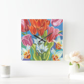 Bouquet in Border III Vierkante Klok (Huis)