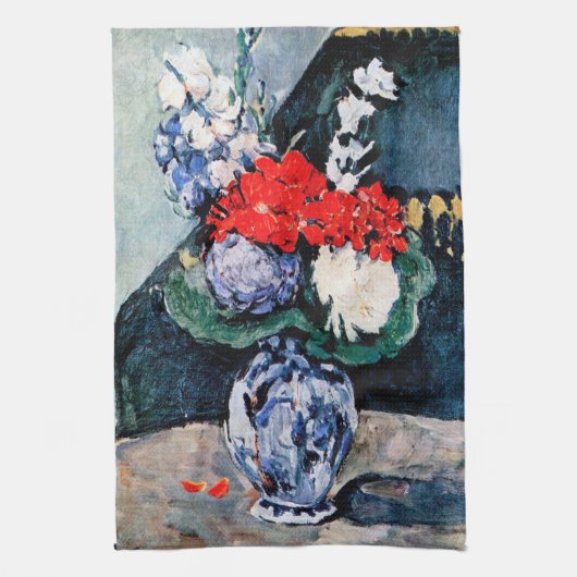 Bouquet met Little Delft, Paul Cezanne Theedoek (Verticaal)