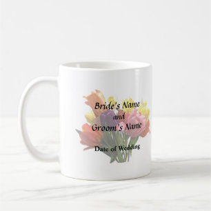 Bouquet met tulpen en affodilerende weddenschappen koffiemok