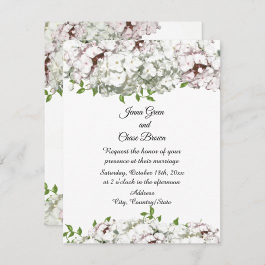 Bouquet mixte de Faire-part de mariage de fleurs (Devant / Derrière)