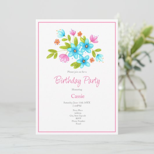 Bouquet multicolore d'aquarelle Invitation (Debout devant)