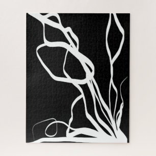 Bouquet Noir: Abstract Zwart & Wit Legpuzzel