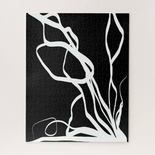 Bouquet Noir: Abstract Zwart & Wit Legpuzzel (Verticaal)