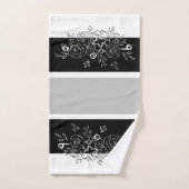 Bouquet noir blanc Gris rayures (Serviette à main)