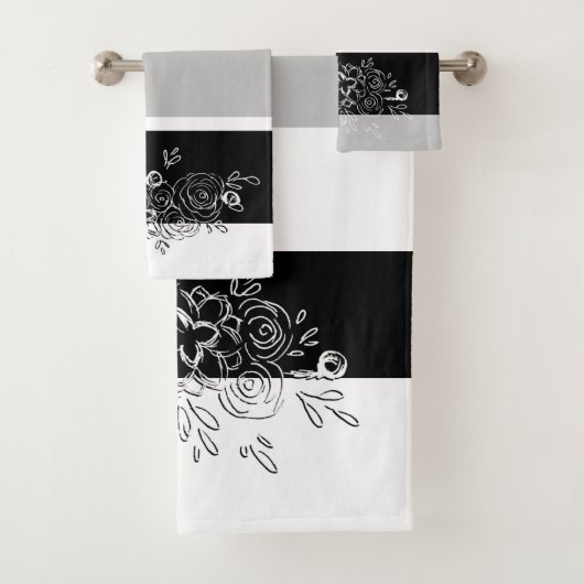 Bouquet noir blanc rayures grises (En situation)