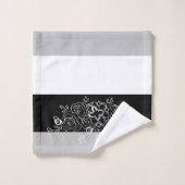 Bouquet noir blanc rayures grises (Gant de toilette)