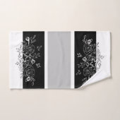 Bouquet noir blanc rayures grises (Serviette à main)