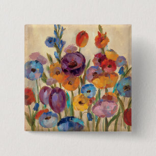 Bouquet of Colorful Flowers Vierkante Button 5,1 Cm