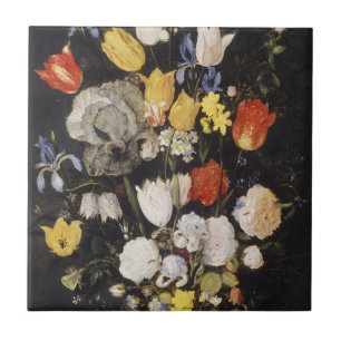 Bouquet of Flowers in een Earthenware Vase Tegeltje