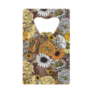 Bouquet of flowers- roses, peonies, daisien an fe kredietkaart flessenopener