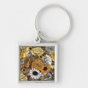 Bouquet of flowers- roses, peonies, daisien an fe sleutelhanger