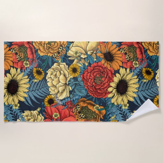 Bouquet of flowers- roses, peonies, daisien an fe strandlaken (Voorkant)