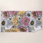 Bouquet of flowers- roses, peonies, daisien an fe strandlaken (Voorkant)