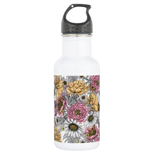 Bouquet of flowers- roses, peonies, daisien an fe waterfles (Voorkant)