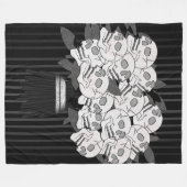 Bouquet of Skull Rozen Black & White Gothic Fleece Deken (Voorkant (Horizontaal))