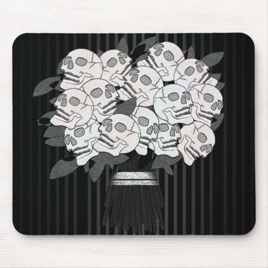 Bouquet of Skull Rozen Black & White Gothic Muismat (Voorkant)