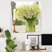 Bouquet of spring bloemen, lilies van de vallei poster (Thuiskantoor)