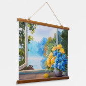 Bouquet of Spring Flowers on Window Ledge Hangend Wandkleed (Gebogen)