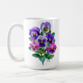 Bouquet of Violets Pansy Flower Koffiemok (Links)
