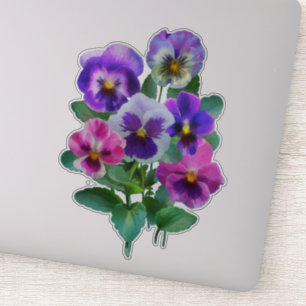 Bouquet of Violets Pansy Flowers Sticker