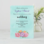 Bouquet of Waterverf Flowers Fancy Wedding Invite Kaart (Staand voorkant)