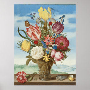 Bouquet op de Ledge Ambrosius Bosschaert Poster