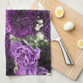 Bouquet Paarse anjers Theedoek (Quarter Fold)